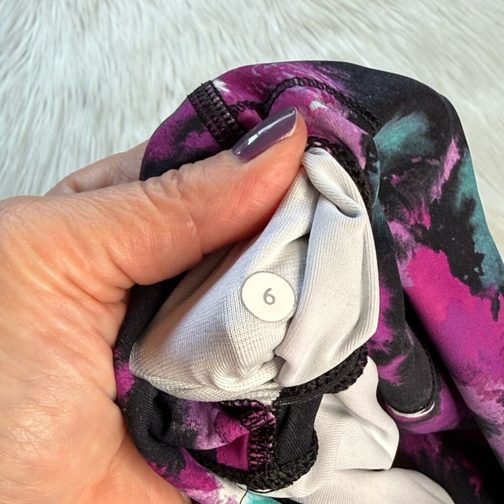 Lululemon Wunder Under High Rise Midnight Bloom Black Deep Fuchsia Tights - Picture 4 of 8